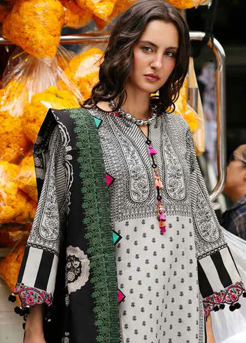 3PC LAWN PRINTED SHIRT WITH VOILE PRINTED DUAPTTA - 4013 - Image 4