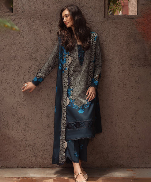 3PC LAWN PRINTED SHIRT WITH VOILE PRINTED DUAPTTA - 4014 - Image 4
