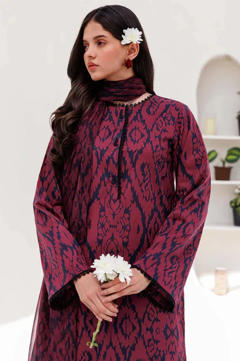 3PC LAWN PRINTED SHIRT WITH VOILE PRINTED DUAPTTA - 4015 - Image 3