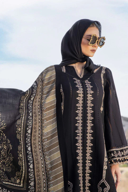 Dhanak-3PC Embroidered Shirt with Digital Printed Wool Shawl - 3426 - Image 3