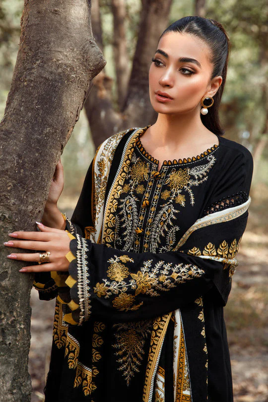 Dhanak-3PC Embroidered Shirt with Digital Printed Wool Shawl - 3429 - Image 3
