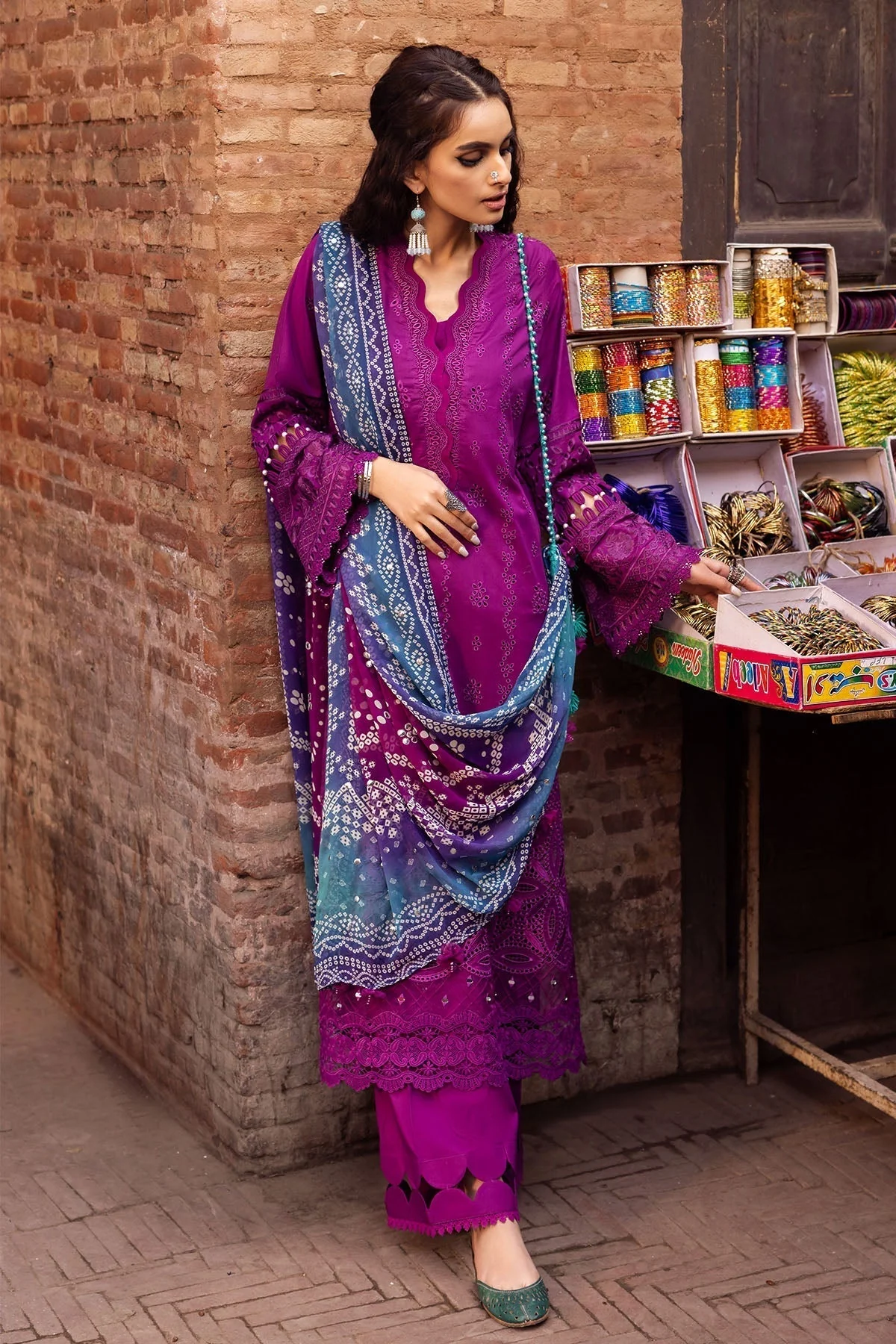 Lawn-3PC Embroidered Shirt with Digital Printed Jacquard Dupatta-1205 - Image 3