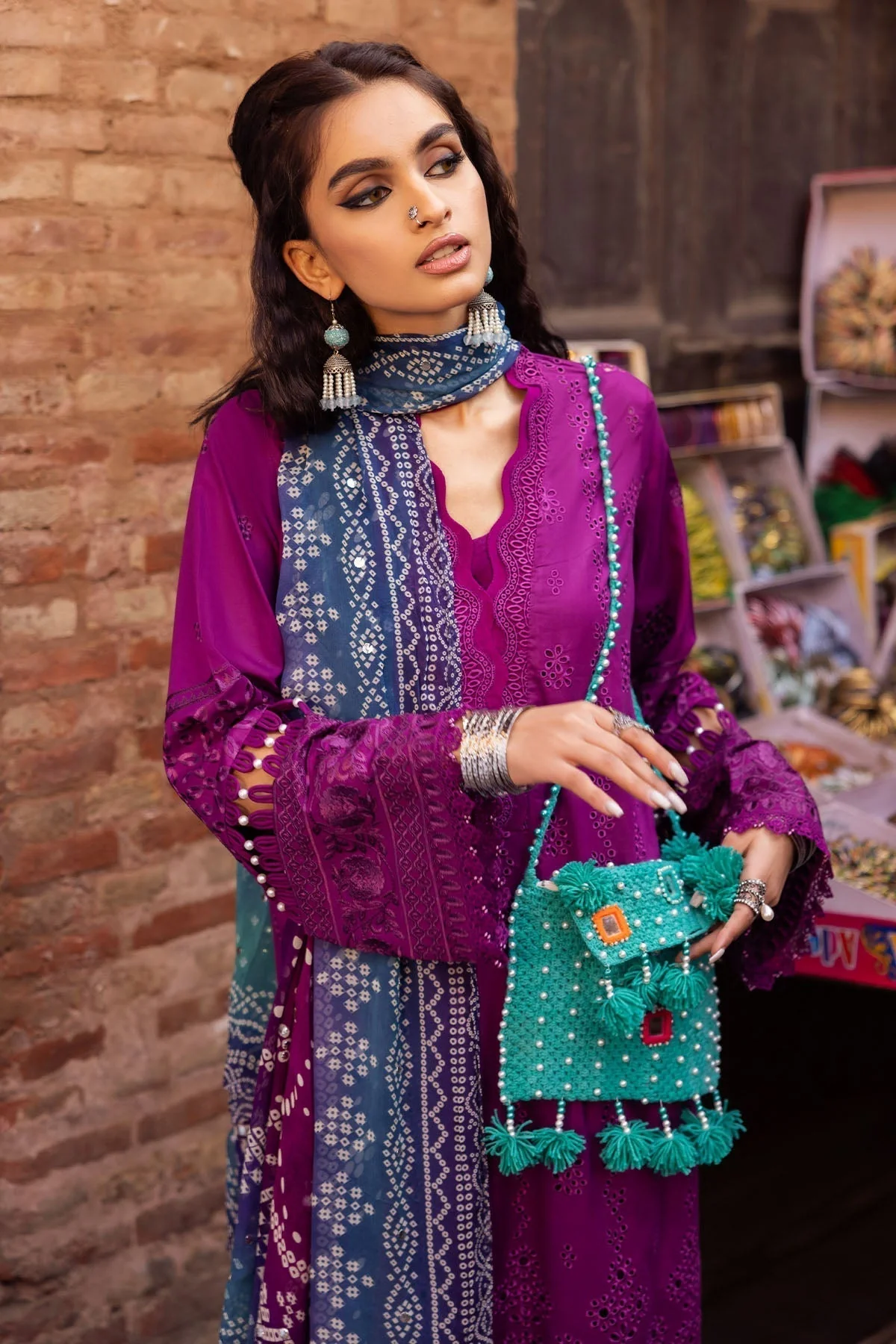 Lawn-3PC Embroidered Shirt with Digital Printed Jacquard Dupatta-1205 - Image 4