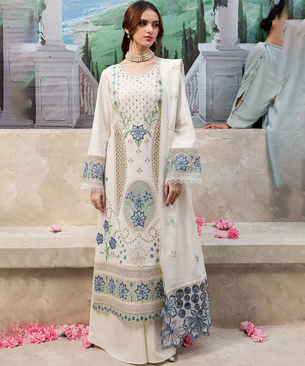 Lawn-3PC Embroidered Shirt with Organza Embroidered Dupatta-1177 - Image 3
