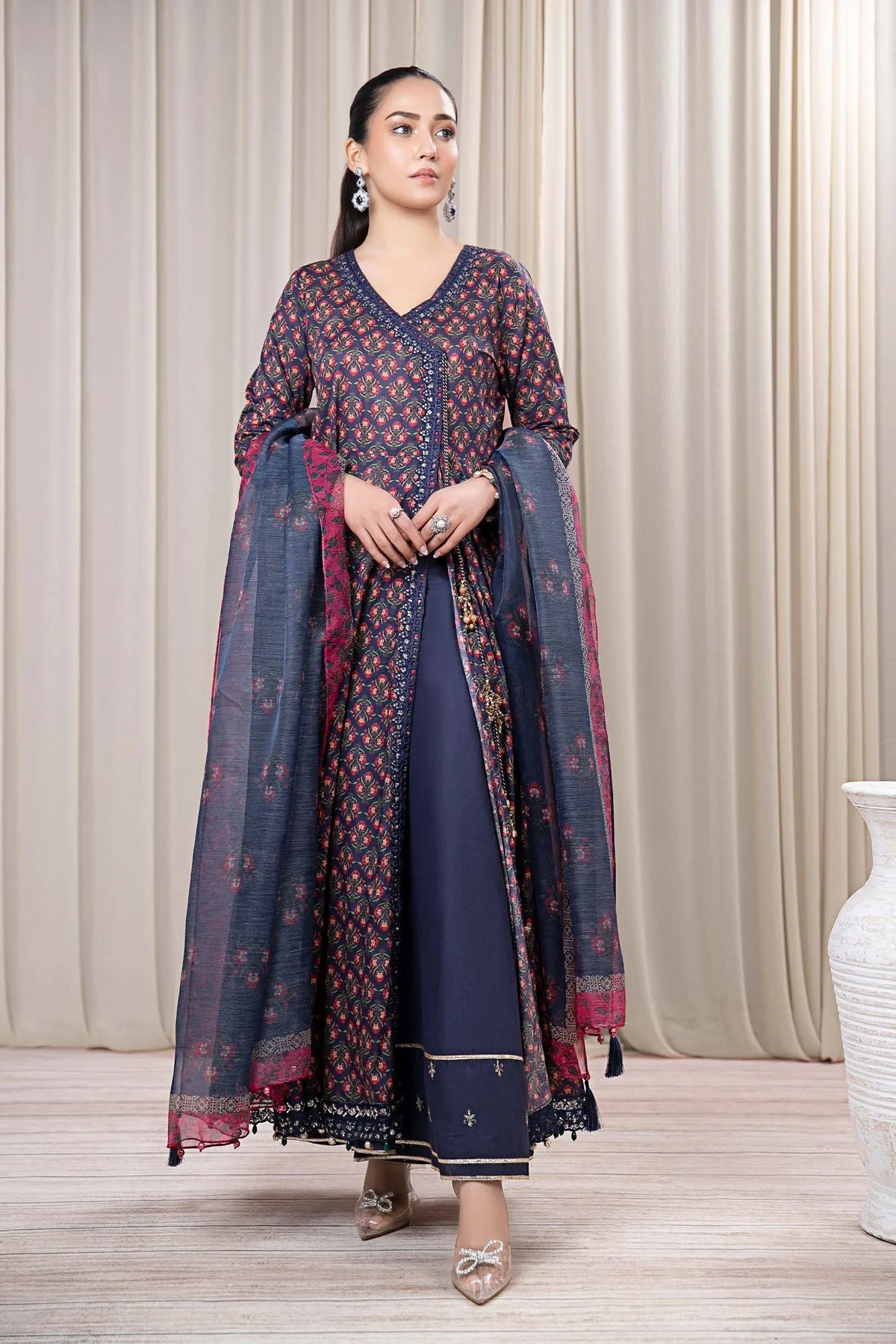 BAROQUE 3PCS KARANDI ALL OVER PRINTED SUIT D-287 BLUE - Image 3