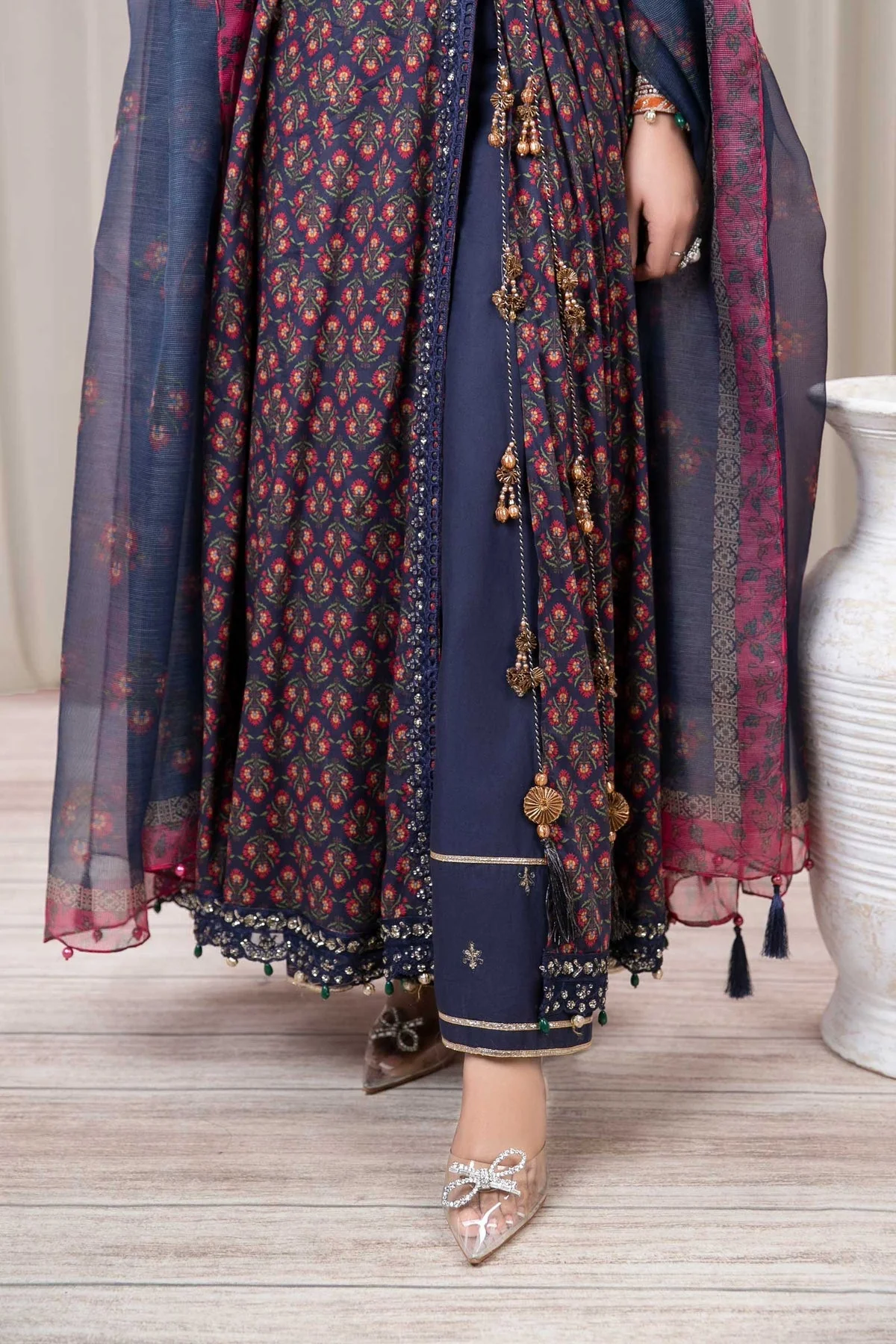 BAROQUE 3PCS KARANDI ALL OVER PRINTED SUIT D-287 BLUE - Image 5