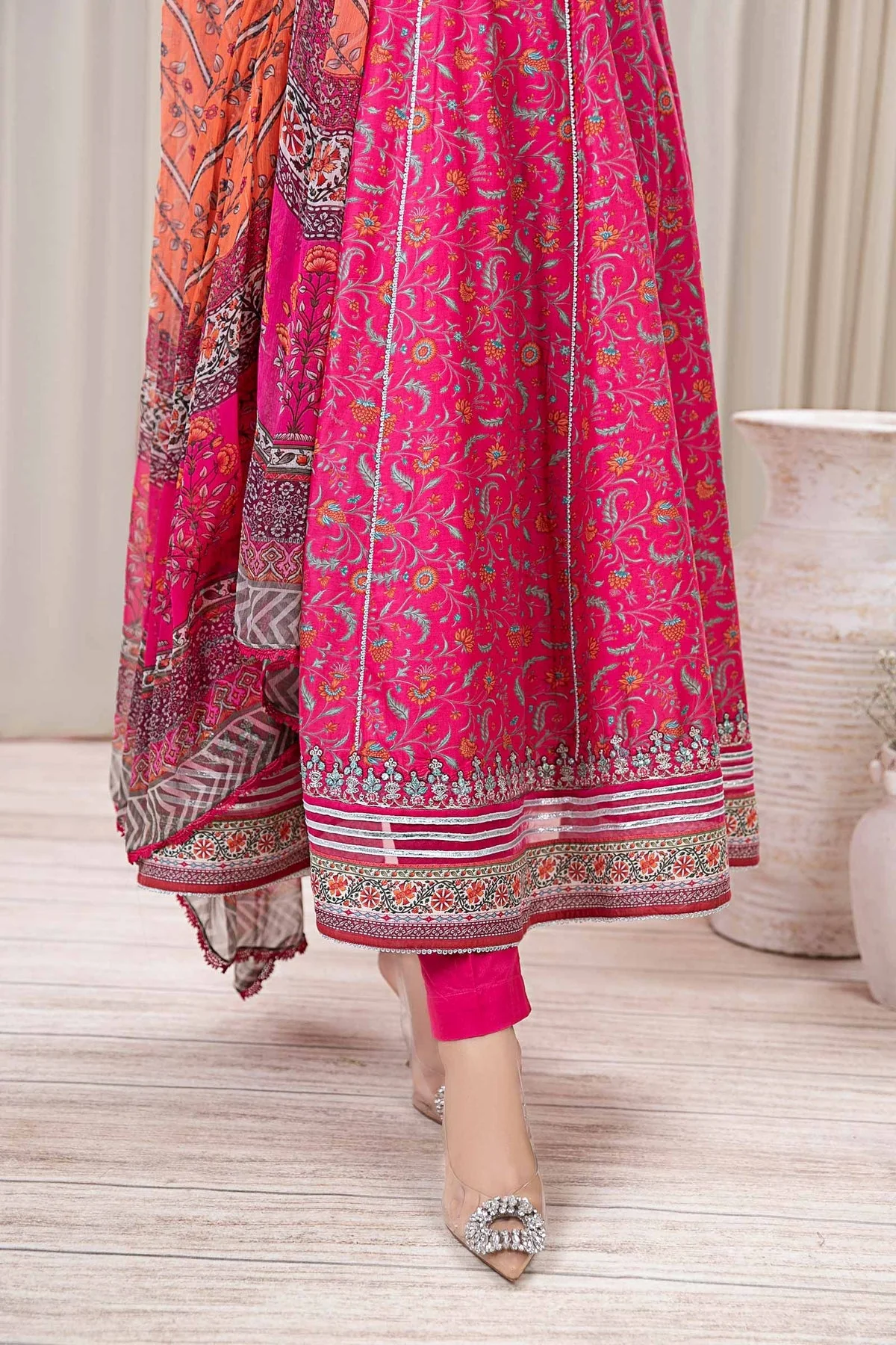 BAROQUE 3PCS KARANDI ALL OVER PRINTED SUIT D-287 RED - Image 3
